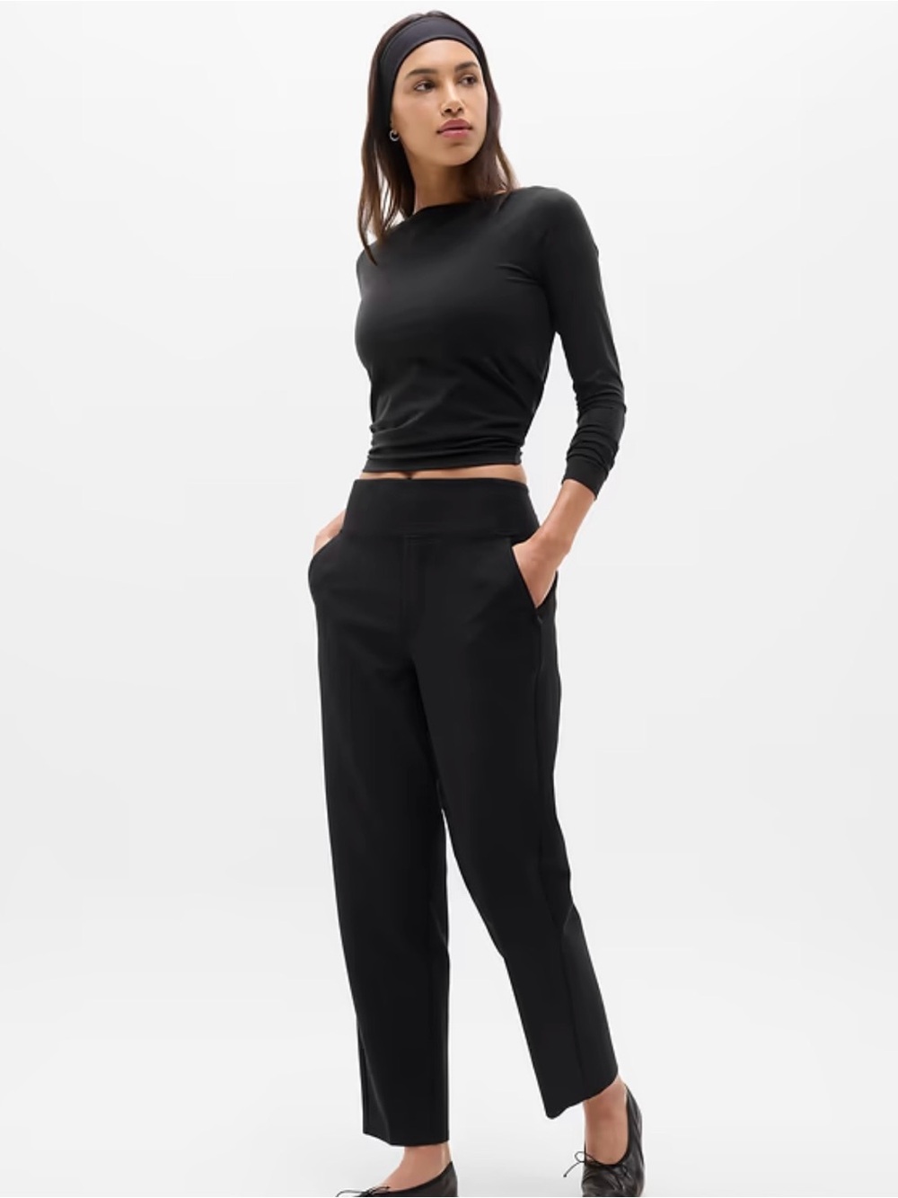 Athleta Endless High Rise Pant in Black - straight leg - soft - size 6 petite